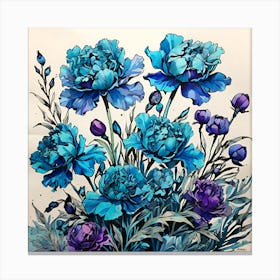 Blue Peonies Canvas Print