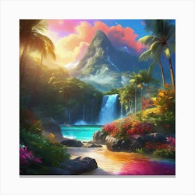 Waterfall In The Jungle 20 Canvas Print