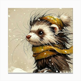 Ferret In The Snow Canvas Print