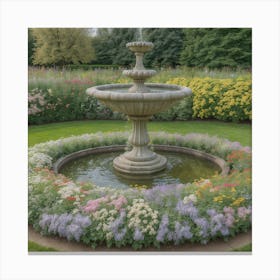 Fountain In A Garden Canvas Print