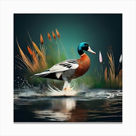 Duck In Water 5 Canvas Print