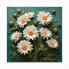Default Daisy Blooms In Green Square Art Print 1 Canvas Print