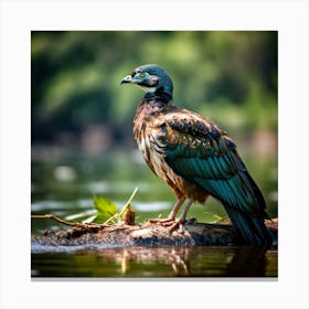 Nut Sharpened Hawk Walnut Feather Brown Drake Blurred Park Peacock Avian Green Duck Pea (3) Canvas Print