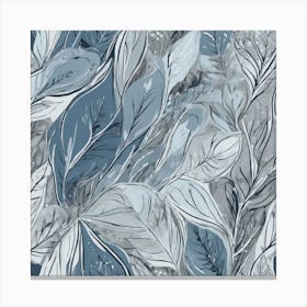 Leaves In Blue And Gray Canvas Print