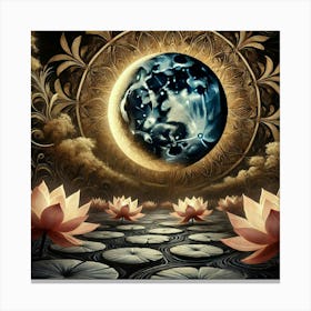 Moon And Water Lilies Canvas Print