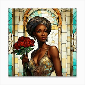 Black Woman With Roses 3 Canvas Print