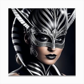 Black And White Woman With A Mask 1 Canvas Print