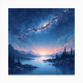 Serene Cosmic Watercolor With Soft Star Glows 1 Canvas Print