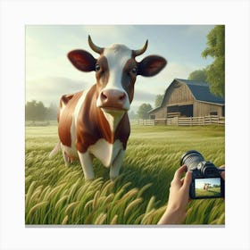 Cow In A Field 3 Canvas Print