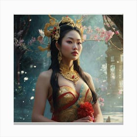 Chinese Empress The Magic of Watercolor: A Deep Dive into Undine, the Stunningly Beautiful Asian Goddess Canvas Print