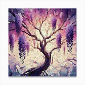 Abstract Puzzle Art Wisteria tree 1 Canvas Print