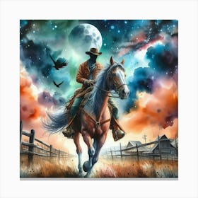 Cowboy On Horseback 5 Canvas Print