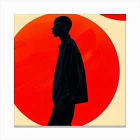 Man Walking In Front Of A Red Circle Canvas Print