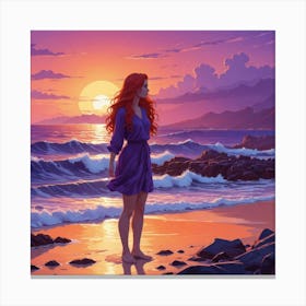 Little Girl On The Beach Canvas Print