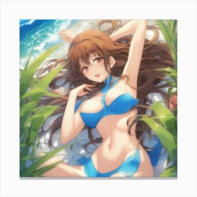 Anime Girl Laying On The Beach Canvas Print