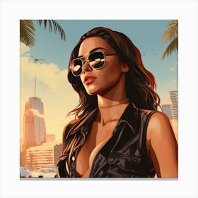 Grand theft auto A Miami Dua Lipa Wearing Sunglasses Canvas Print