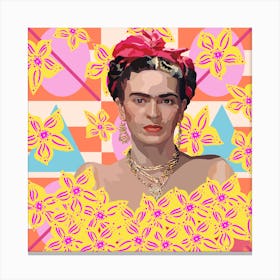 Frida Kahlo with flowers Canvas Print