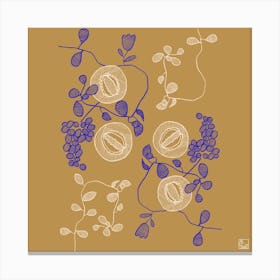 Embroidered Flowers Square Canvas Print