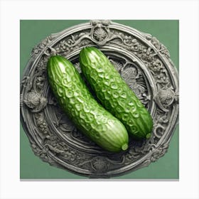 Two Cucumbers On A Plate Canvas Print