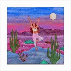 Yoga In The Desert 2 Canvas Print