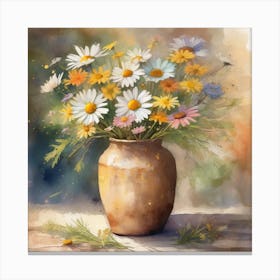 A Daisy Flowers Vase Art 8 Canvas Print