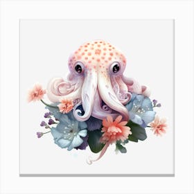 Octopus With Flowers Canvas Print