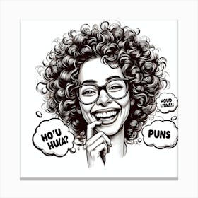 Girl With Glasses And Speech Bubbles Canvas Print