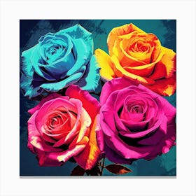 Andy Warhol Style Pop Art Flowers Rose 3 Square Canvas Print