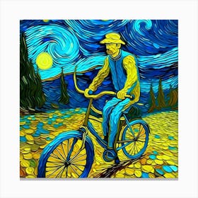Cycling In The Style Of Van Gogh Canvas Print