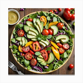 Vibrant Salad A Vibrant Salad With Mixed Greens Cherry Tomatoes Avocado Slices Colorful Bell Peppers 3216603863 Canvas Print