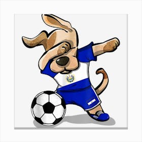 Dabbing Dog El Salvador Soccer Salvadorean Flag Football Canvas Print