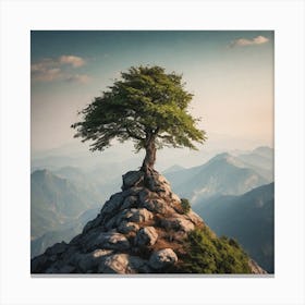 Single Tree On Top Of The Mountain (71) Canvas Print