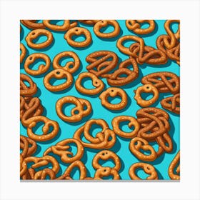 Pretzels On A Blue Background Canvas Print