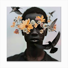 Man With Flowers On His Face Canvas Print