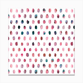 Palette Dots Pink Square Canvas Print