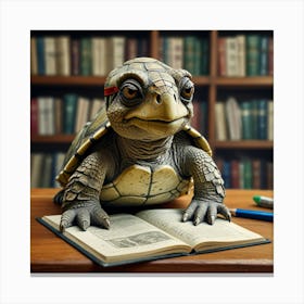 Turtle Reading Book 1 Canvas Print