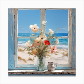 Window Sill With Flowers Canvas Print