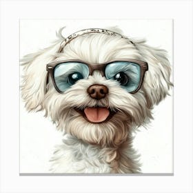 Dog With Glasses 32 Canvas Print