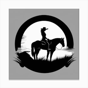 Cowgirl On Horseback Canvas Print