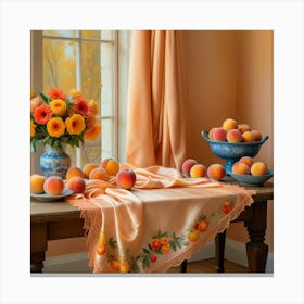 Peach Table Canvas Print