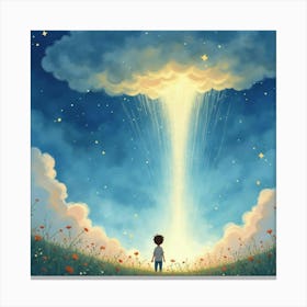 Child Looking At A Cloud Canvas Print