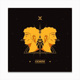 Gemini Gleam: Hand-Drawn Golden Logo Canvas Print