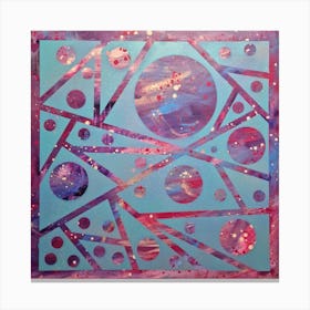 Pink and blue geometrical abstract space painting Canvas Print