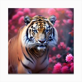 Tiger In Bloom Canvas Print