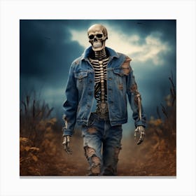 Skeleton In Jeans Canvas Print