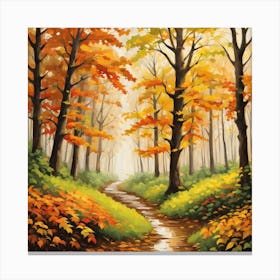 Forest In Autumn In Minimalist Style Square Composition 358 Canvas Print