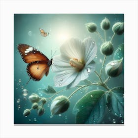 Butterfly On A Flower Canvas Print