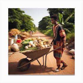 Man With A Wheelbarrow Canvas Print