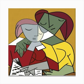 Two Girls Reading Painting Art Replica Artwork Canvas Print