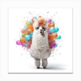 Alpaca With Balloons Canvas Print